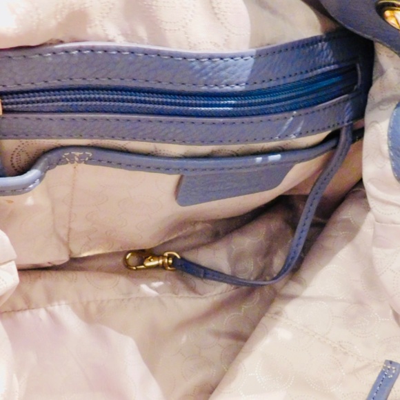 MICHAEL KORS Pebbled Leather Tote Bag, Light Blue with Gold Chain, Jet Set - Picture 5 of 11